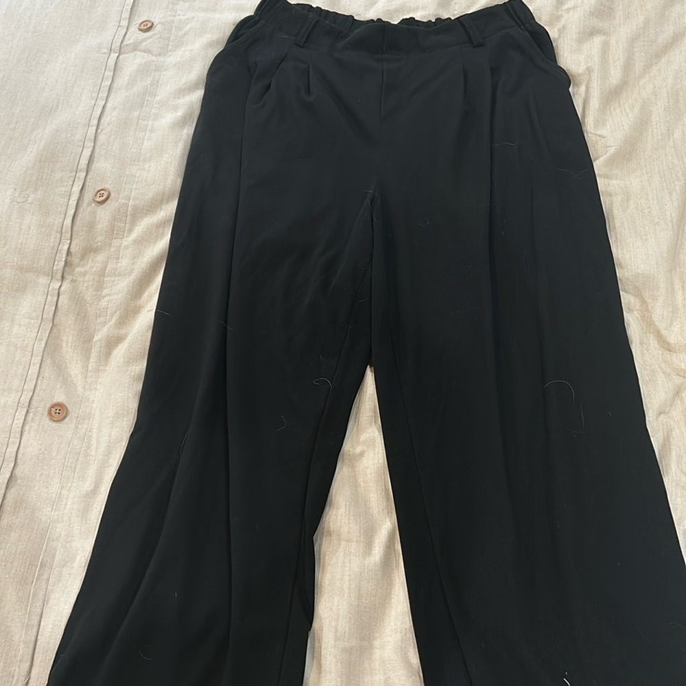 Amazon Essentials Wide Leg Trousers Black Belt Loops Size XL